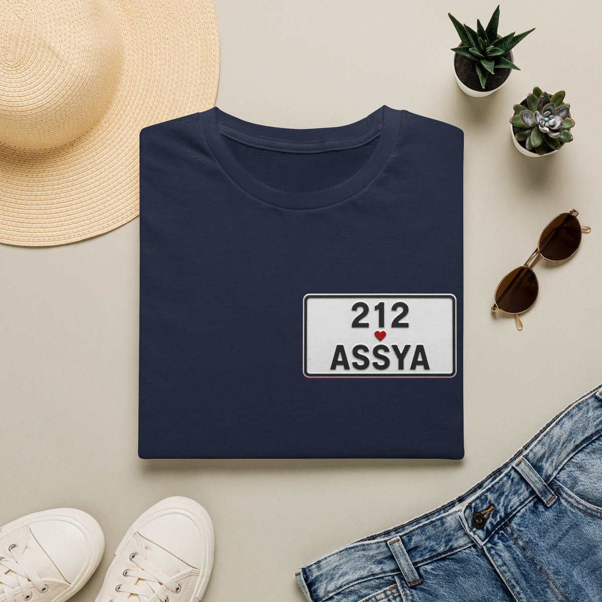 212 Assya Nameplate T‑Shirt — Personalized City Number Tee - LUMÏA