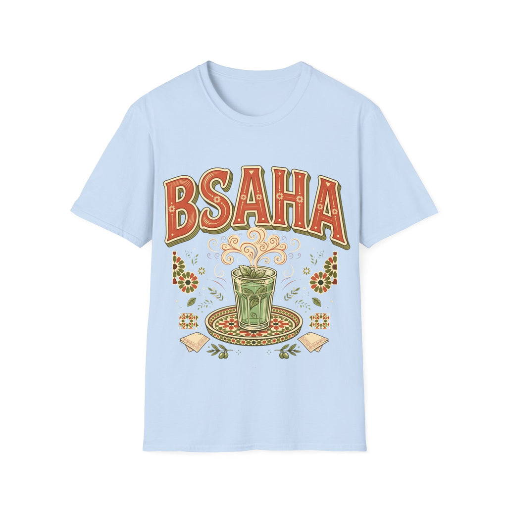 T-Shirt — 'BSAHA' Retro Floral Tee with Matcha Glass Graphic - LUMÏA