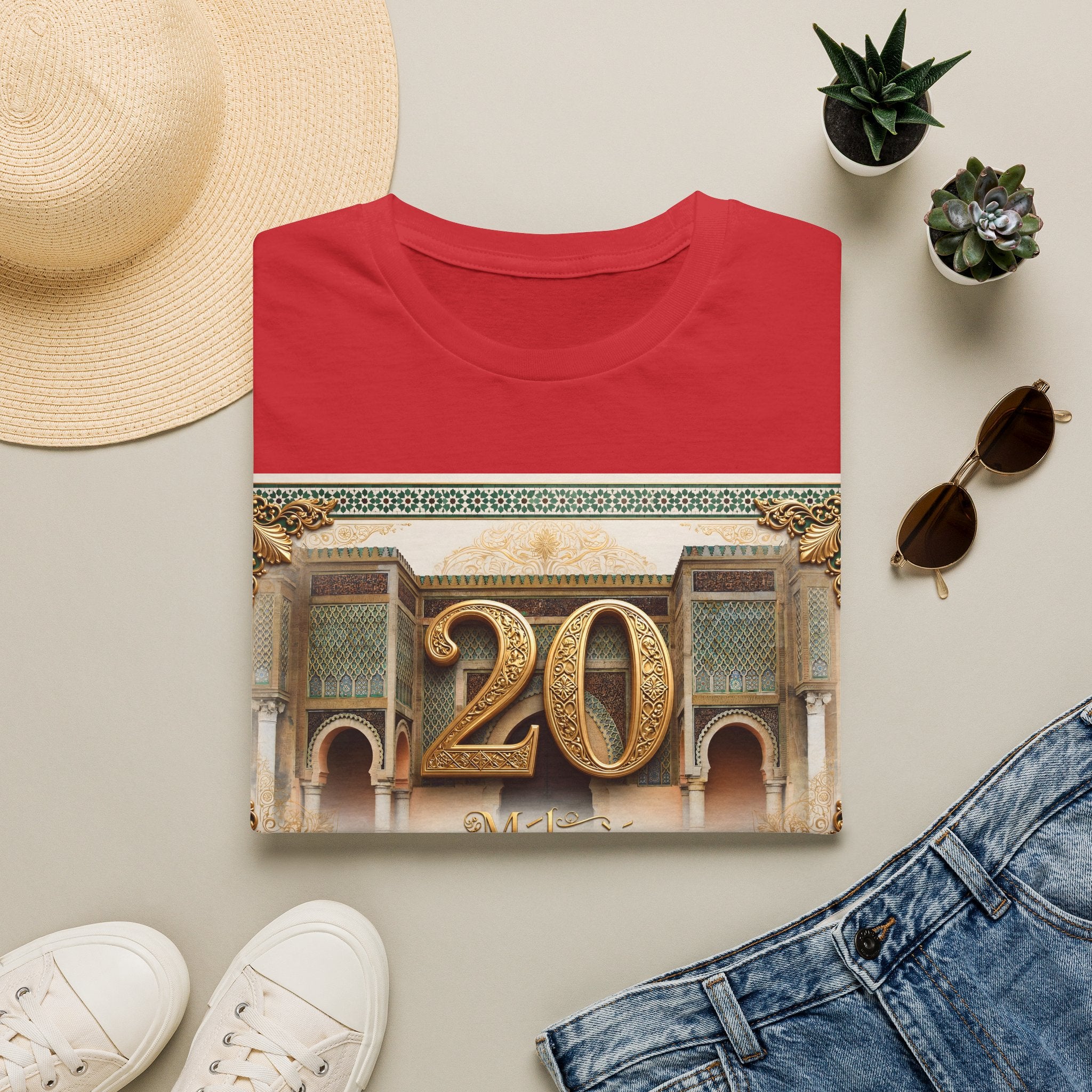 20th Birthday Moroccan Palace T-Shirt — Gold Zellige Anniversary Graphic Tee - LUMÏA