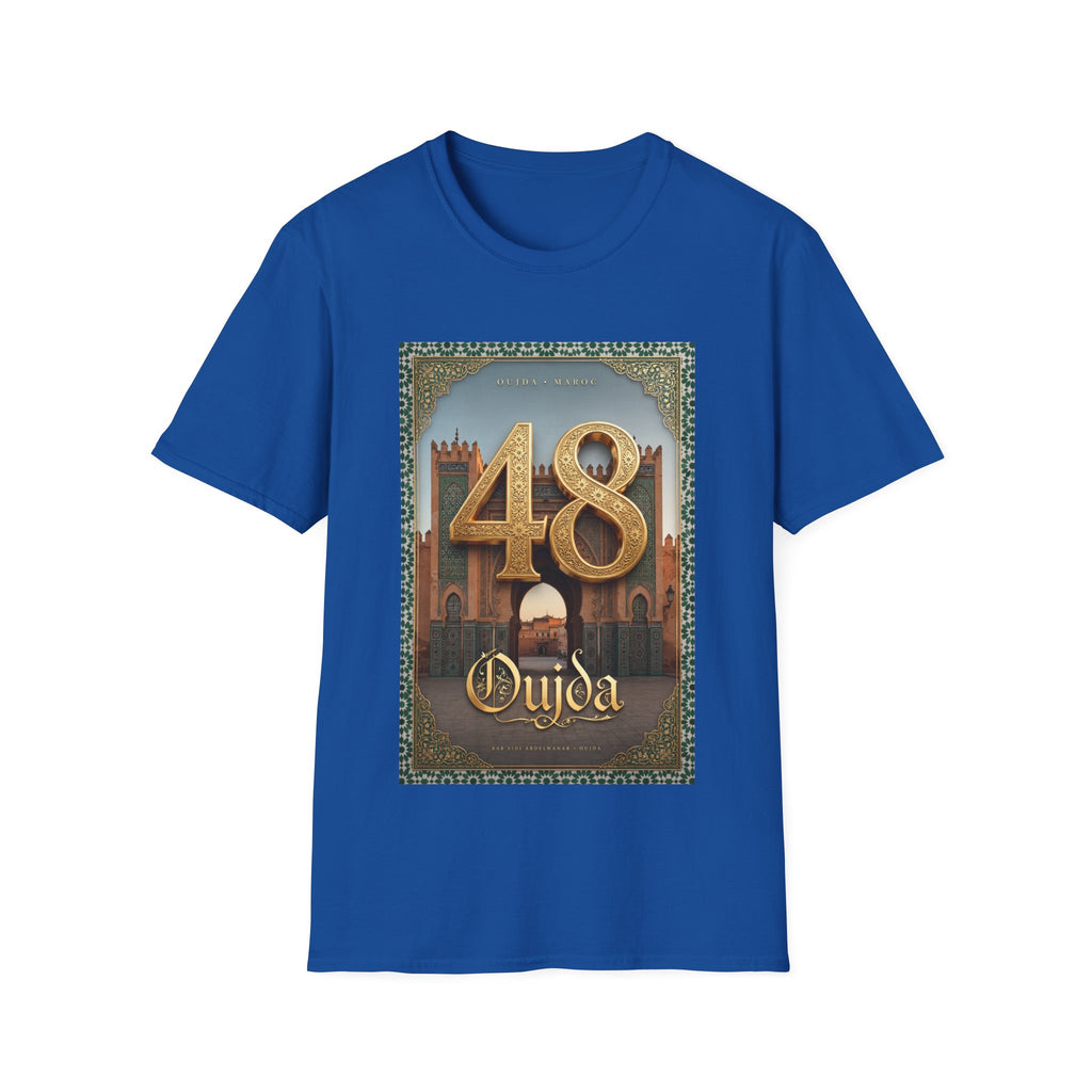 48 Oujda Arch Gold T-Shirt — Moroccan City Souvenir Graphic Tee - LUMÏA