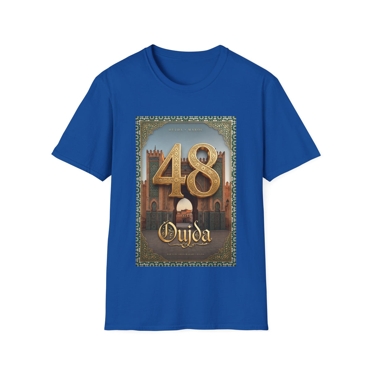 48 Oujda Arch Gold T-Shirt — Moroccan City Souvenir Graphic Tee - LUMÏA