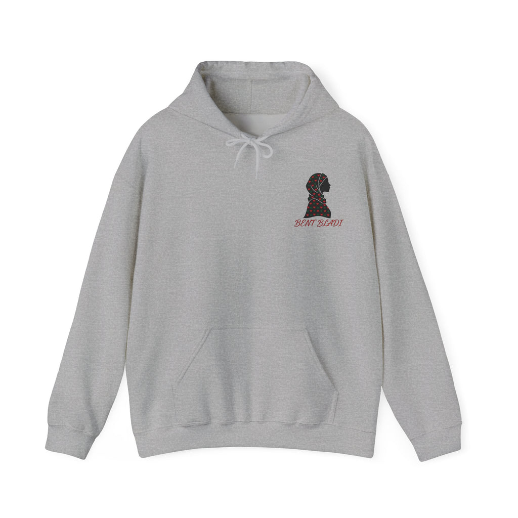 Sweat à capuche Bent Bladi – Silhouette féminine au foulard à cœurs - LUMÏA