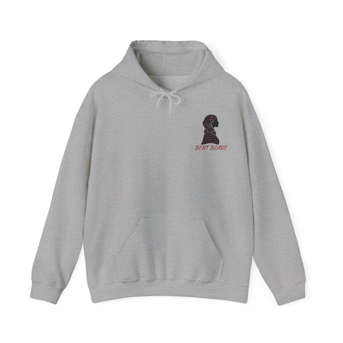 Sweat à capuche Bent Bladi – Silhouette féminine au foulard à cœurs - LUMÏA