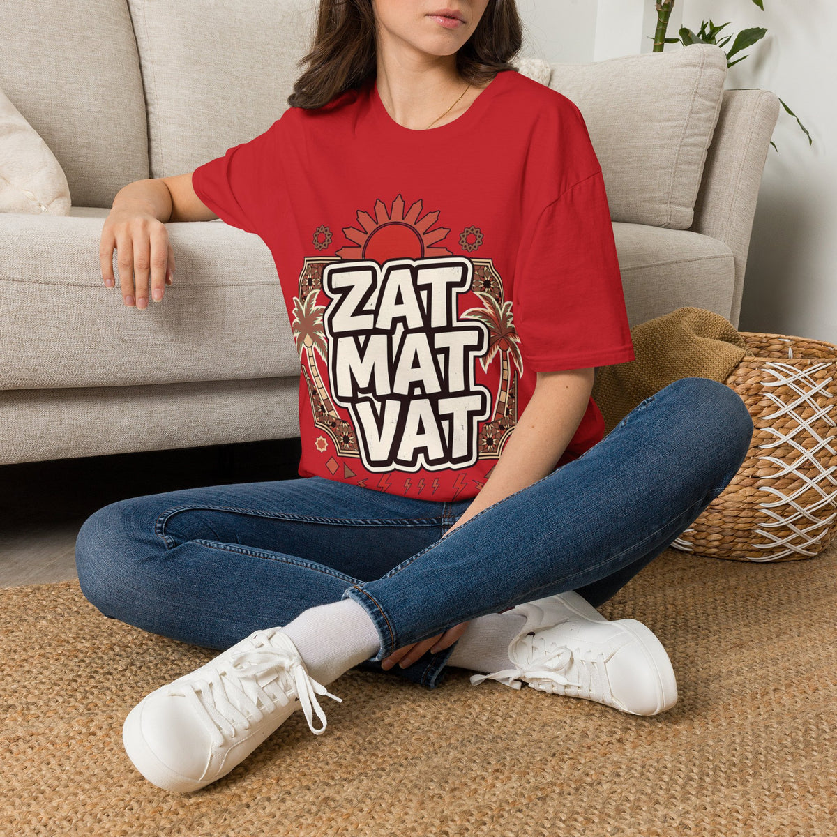 ZAT MAT VAT Graphic T-Shirt — Retro Sun & Palm Beach Vibe Tee - LUMÏA
