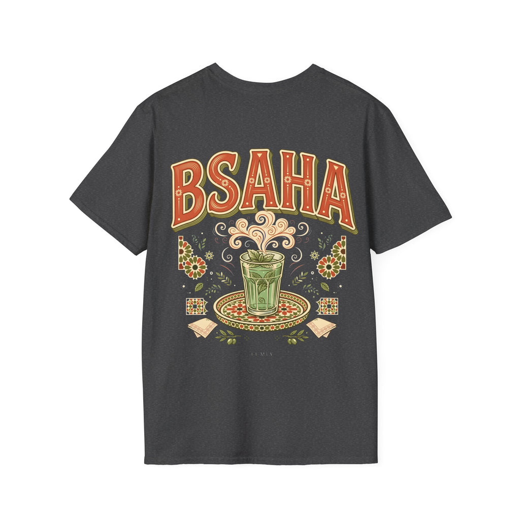 T-Shirt — 'BSAHA' Retro Floral Tee with Matcha Glass Graphic - LUMÏA