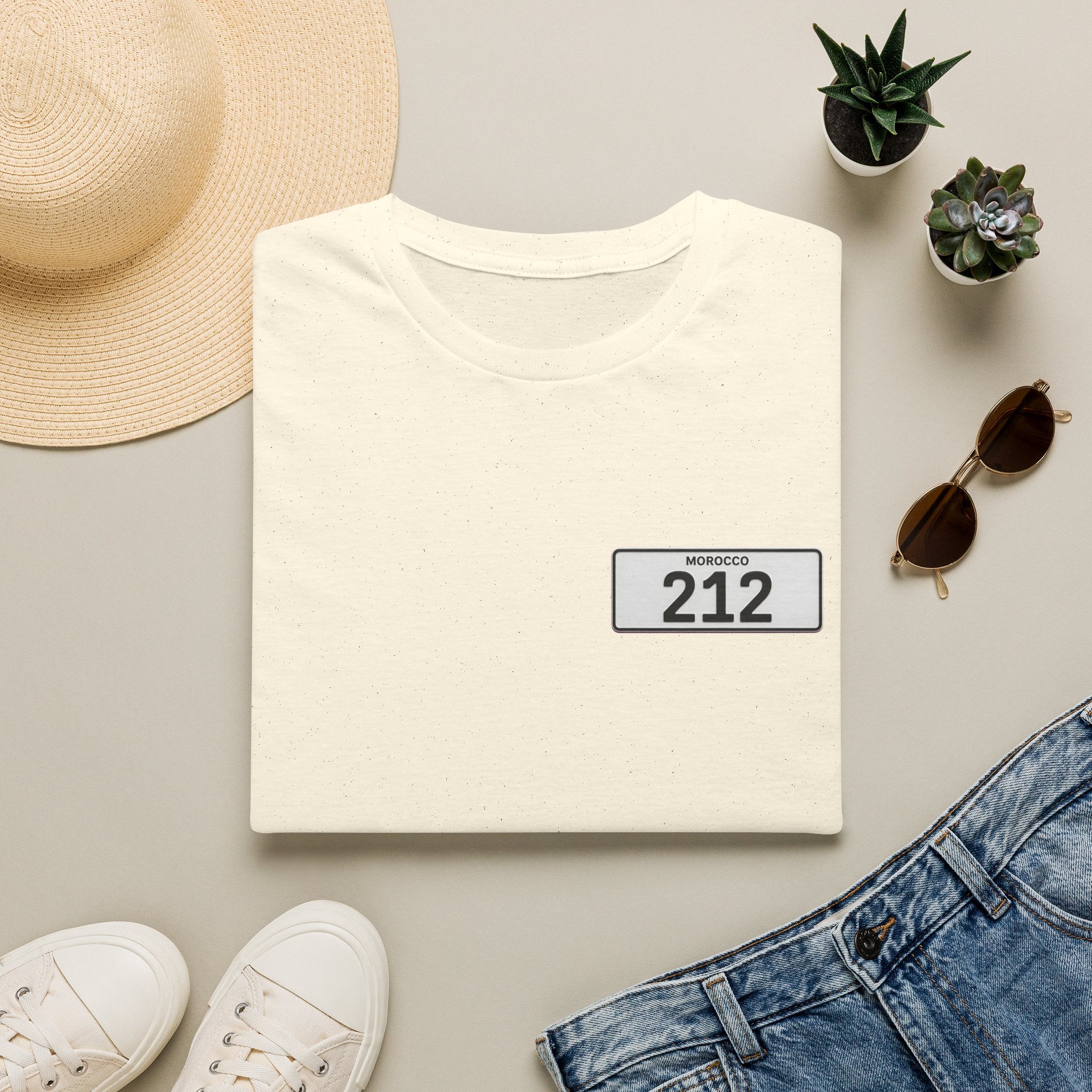 T-Shirt — Morocco 212 Minimal License Plate Design - LUMÏA