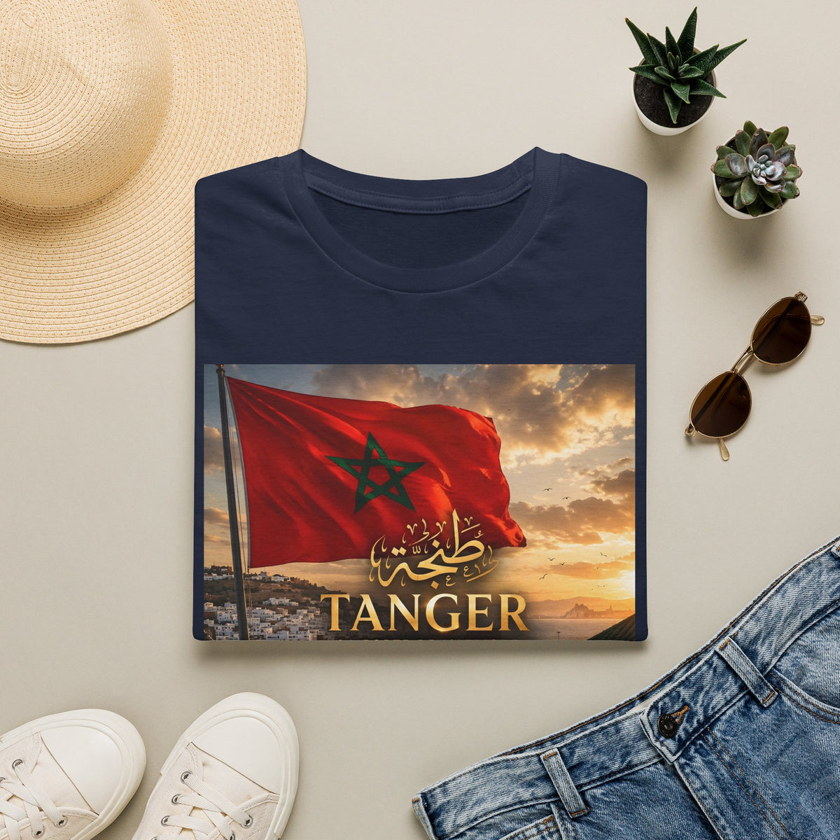 Tanger Flag T‑Shirt — Moroccan Sunset Graphic Tee - LUMÏA