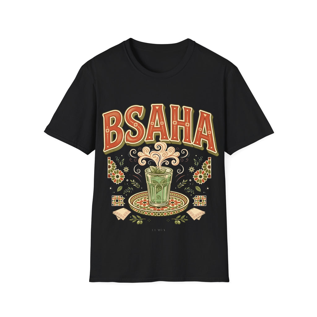 T-Shirt — 'BSAHA' Retro Floral Tee with Matcha Glass Graphic - LUMÏA