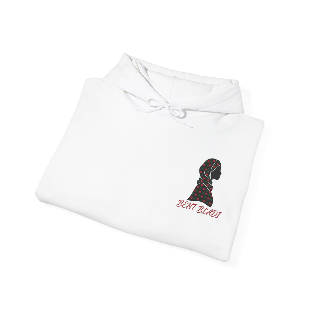 Sweat à capuche Bent Bladi – Silhouette féminine au foulard à cœurs - LUMÏA