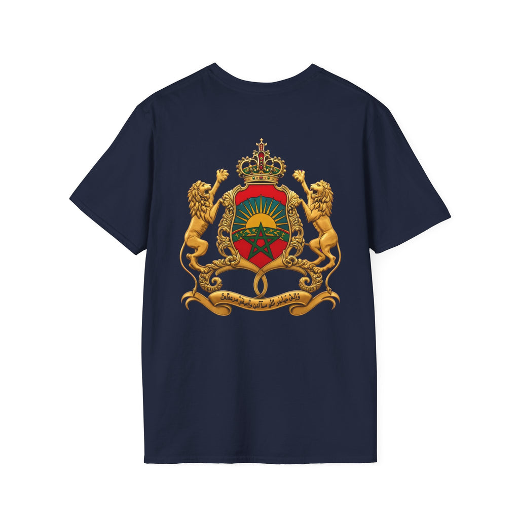 Moroccan Coat of Arms Chest T‑Shirt — Vintage Morocco Crest Tee