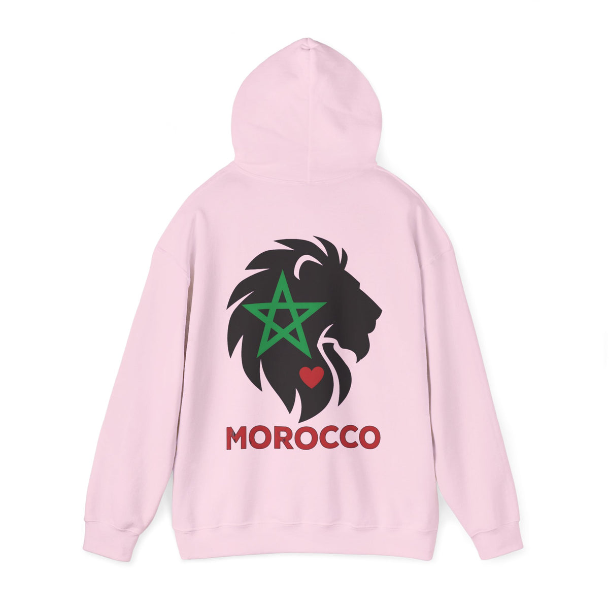 Sweat à capuche Lion du Maroc – Étoile verte et cœur rouge - LUMÏA