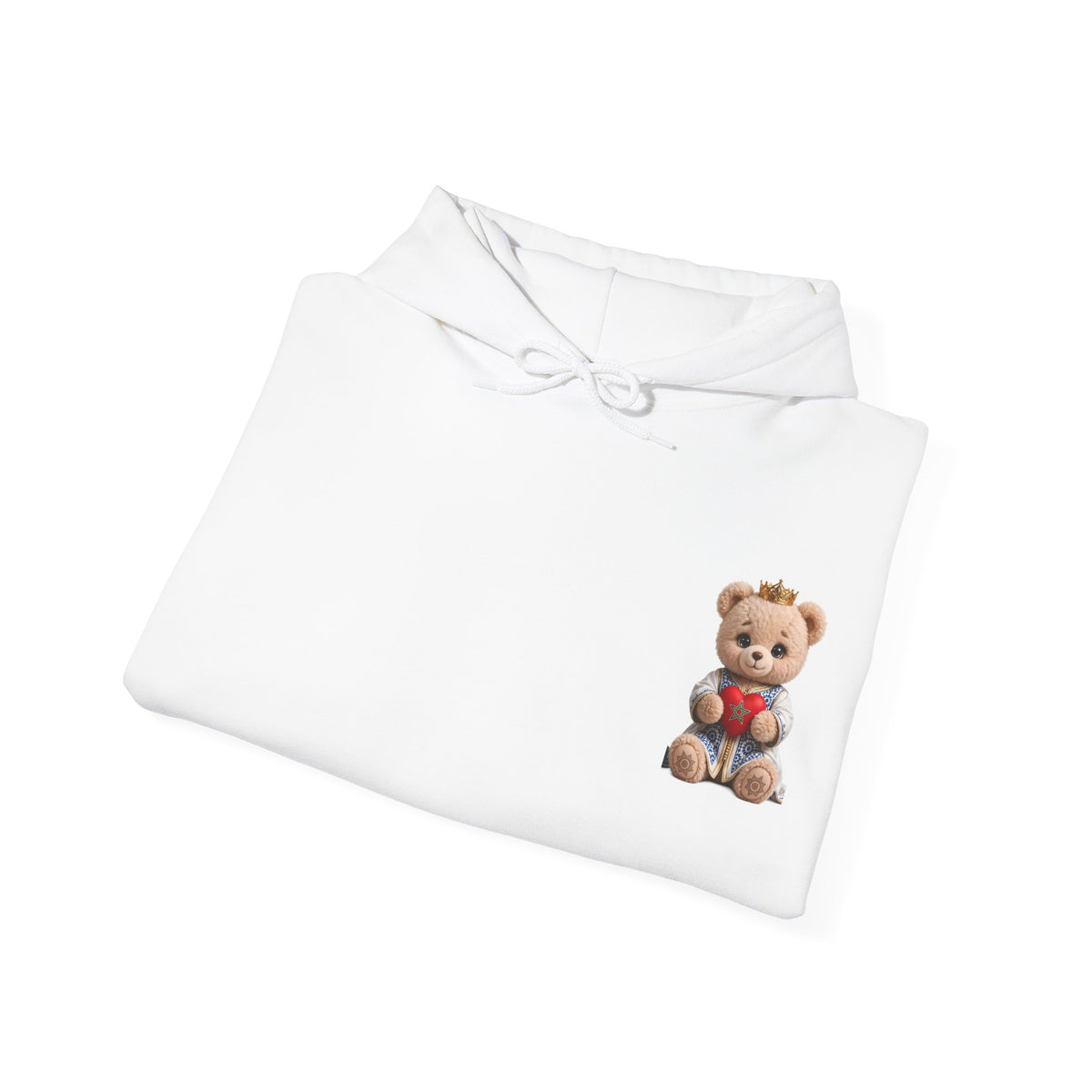 Hoodie - Cute Teddy Bear with Heart Graphic Plush Crown Pullover - LUMÏA