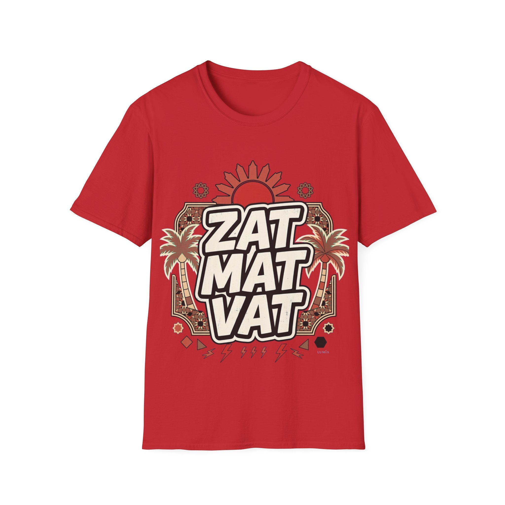 ZAT MAT VAT Graphic T-Shirt — Retro Sun & Palm Beach Vibe Tee - LUMÏA
