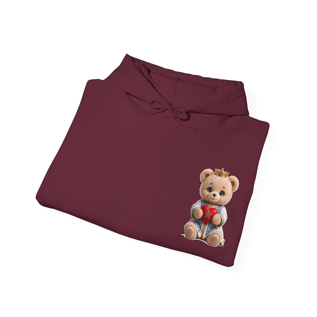 Teddy Bear Hoodie — Cute Crowned Bear Holding Heart Pullover - LUMÏA