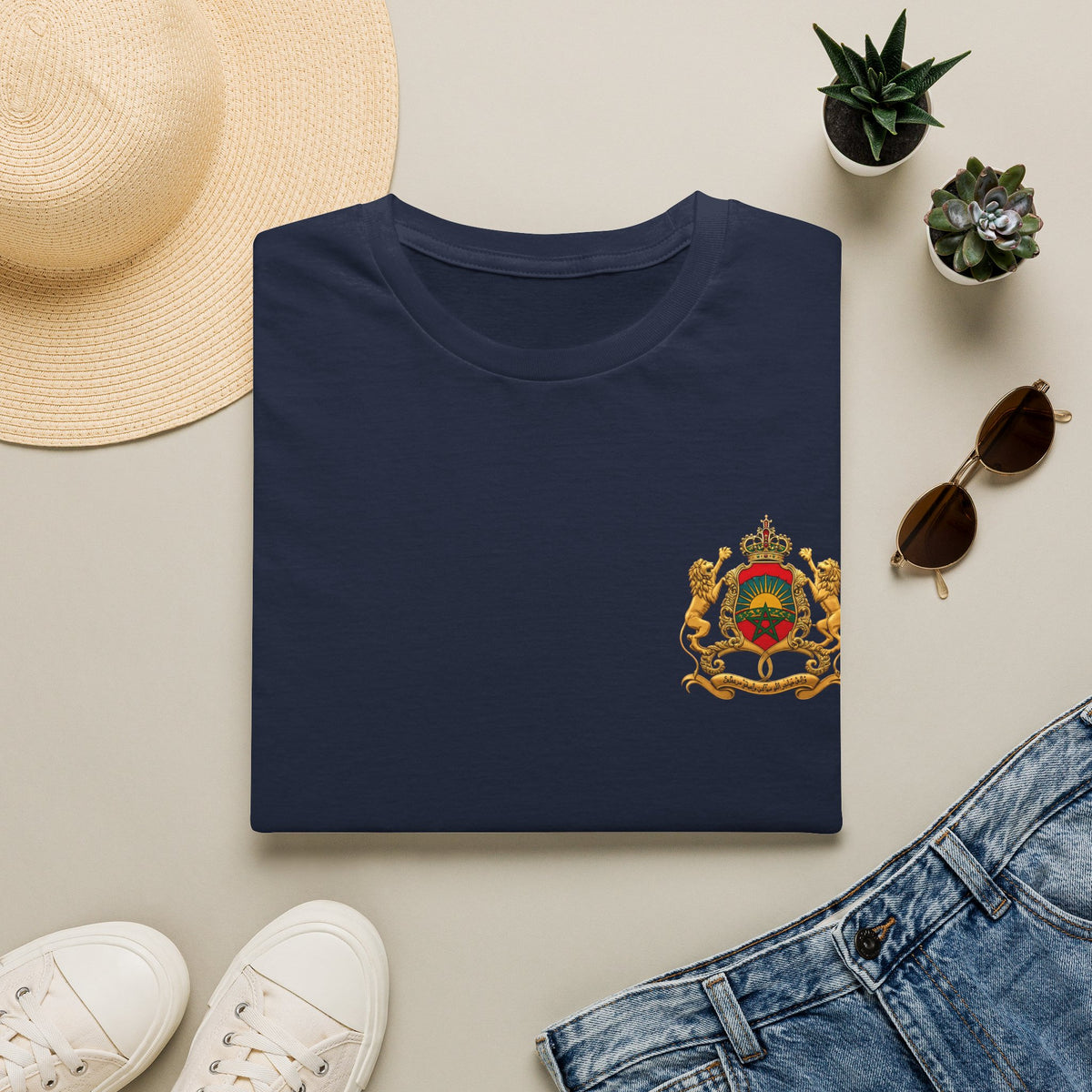 Morocco Coat of Arms Chest Emblem T-Shirt — Moroccan Crest Tee - LUMÏA