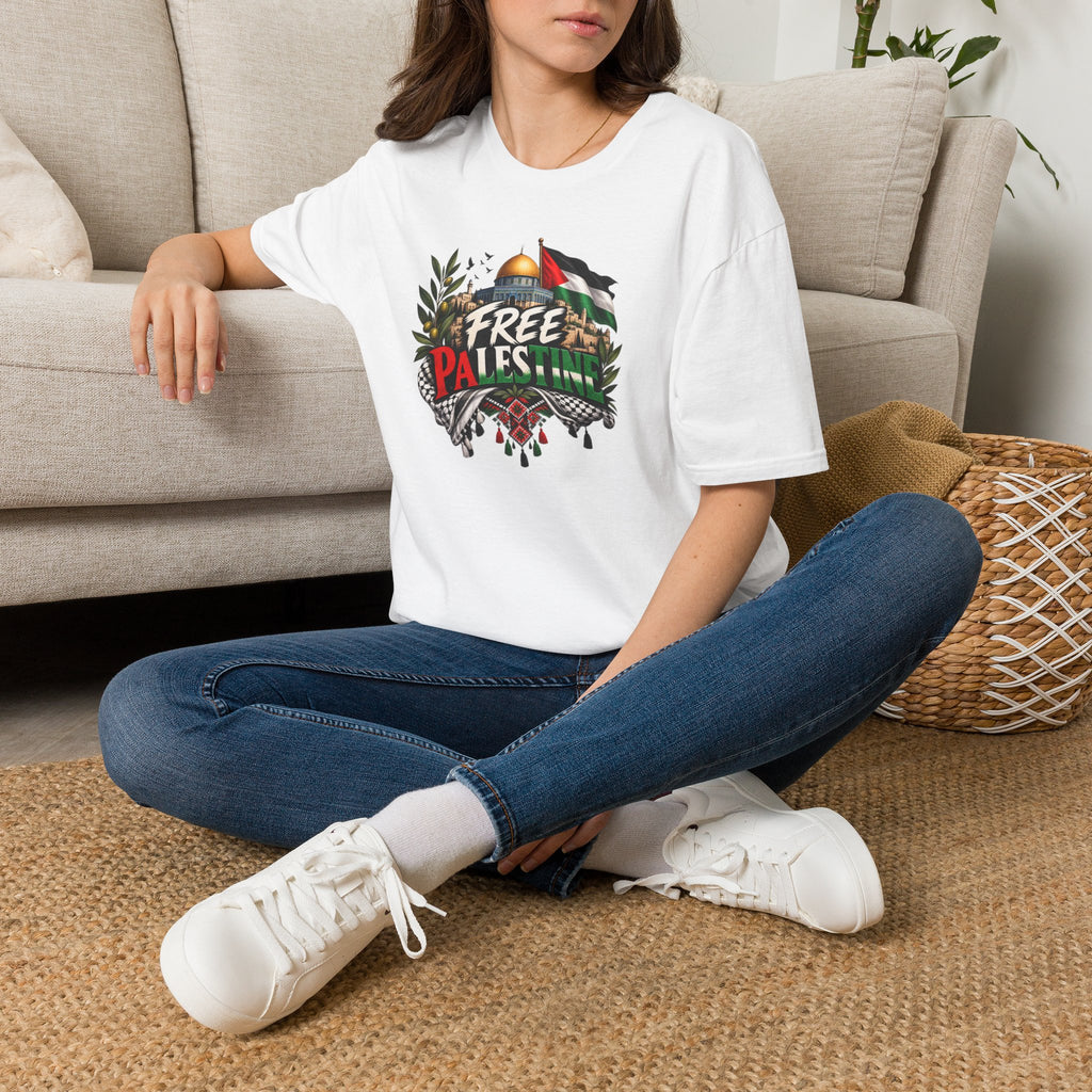 T-shirt Palestine – Motif Dôme du Rocher, branches d’olivier et drapeau - LUMÏA