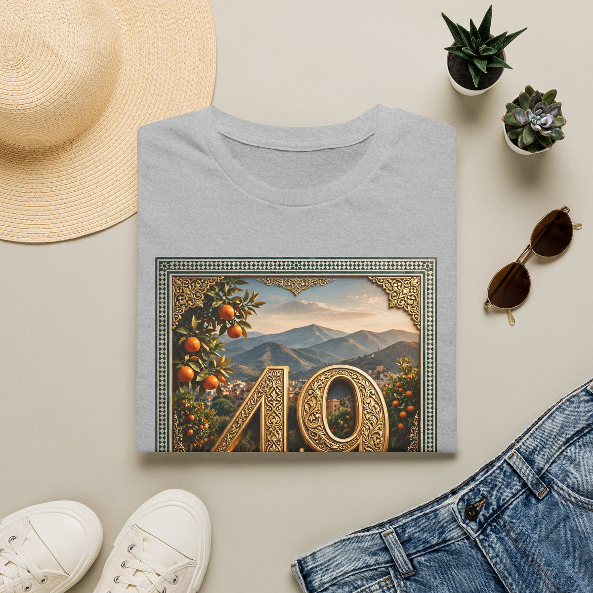 40/49 Birthday Vintage Landscape T‑Shirt — Personalized 'Berkane' Name Retro Number Tee - LUMÏA