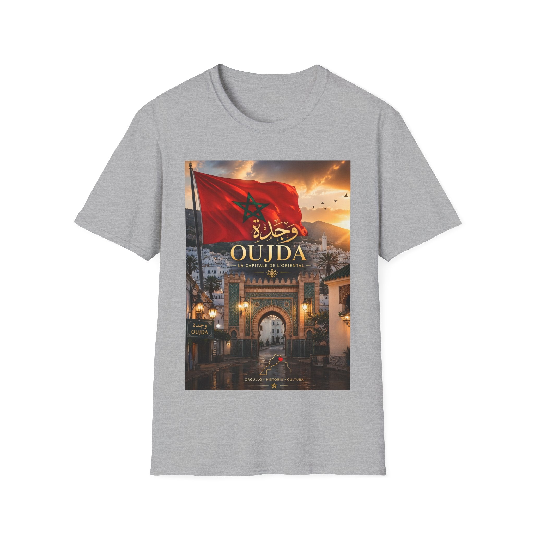 Oujda Flag T-Shirt — Moroccan City Pride Tee with Arabic Script