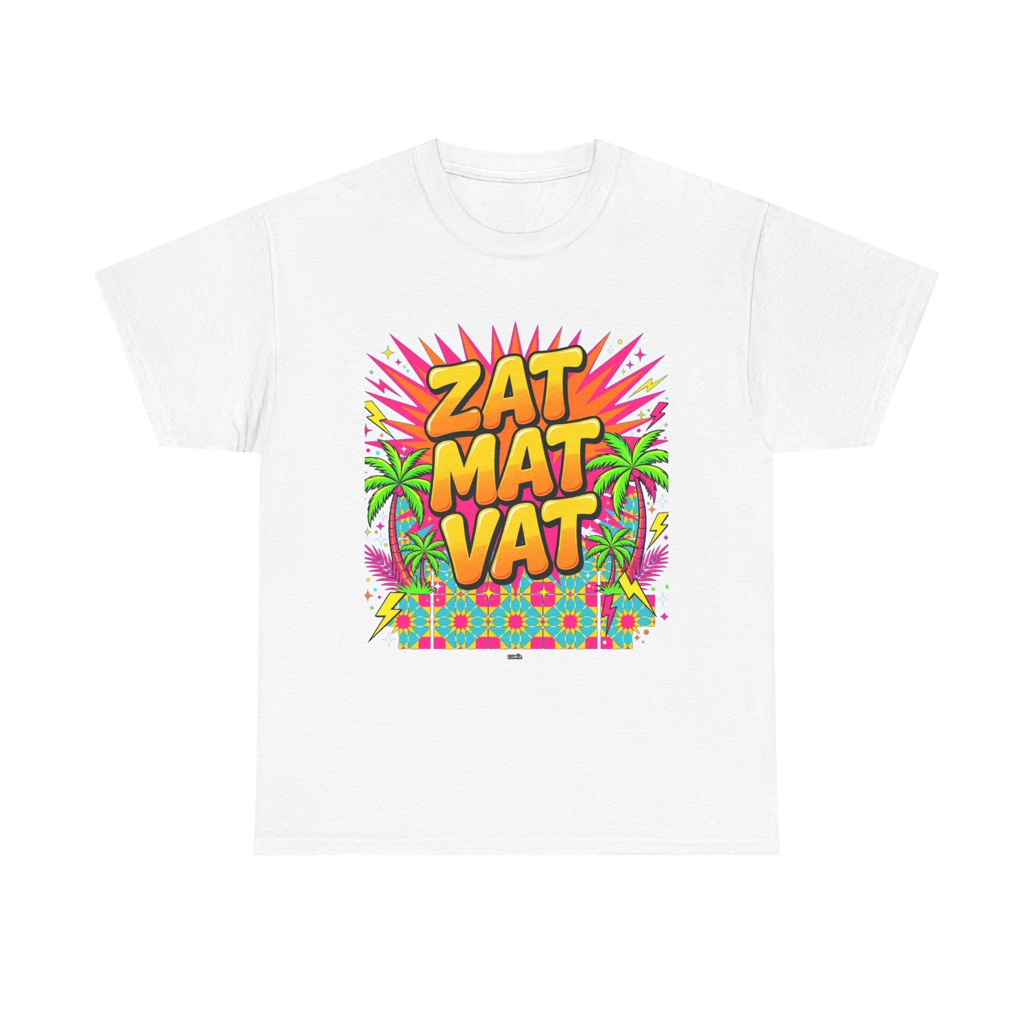 Graphic Tee — 'ZAT MAT VAT' Tropical Retro Palm Beach Shirt