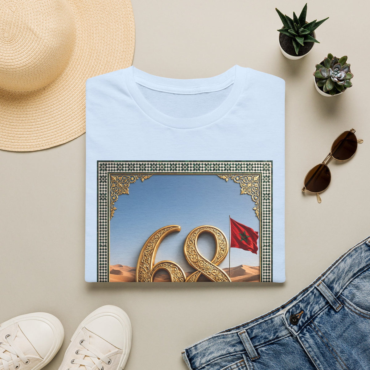 68 Laayoune Graphic T-Shirt — Moroccan Sahara Retro Desert Flag Design - LUMÏA
