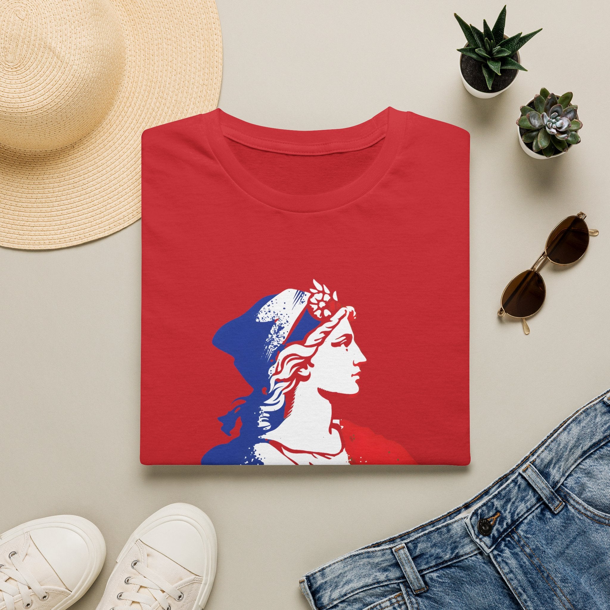 T-shirt graphique — Marianne française « Touche pas à ma religion »