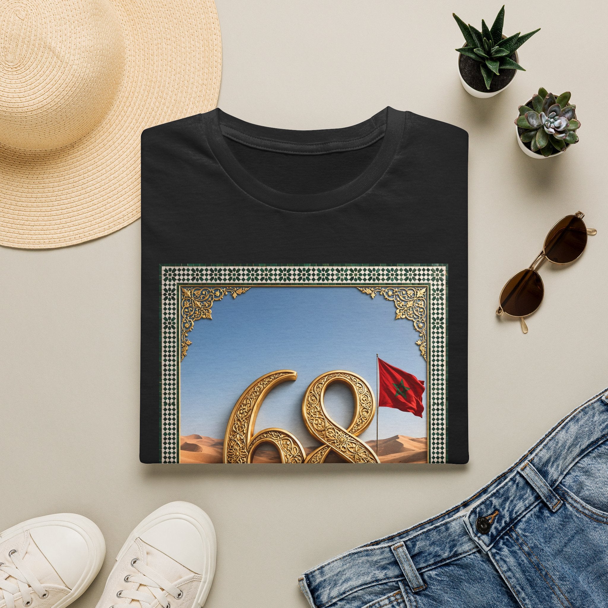 68 Laayoune Graphic T-Shirt — Moroccan Sahara Retro Desert Flag Design - LUMÏA