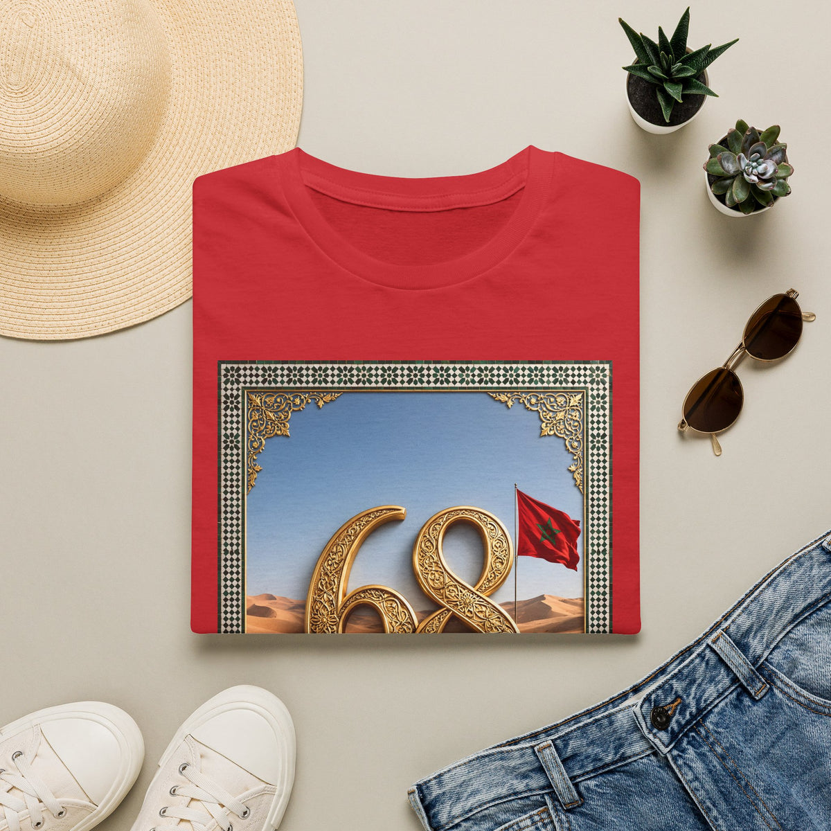 68 Laayoune Graphic T-Shirt — Moroccan Sahara Retro Desert Flag Design - LUMÏA