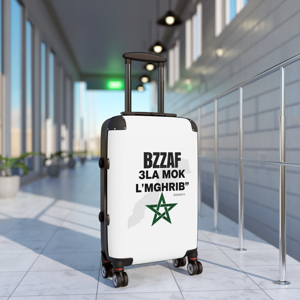 Hard-Side Carry-On Suitcase – Moroccan Pride 'Bzzaf 3la Mok L'Mghrib' with Green Star Map Design