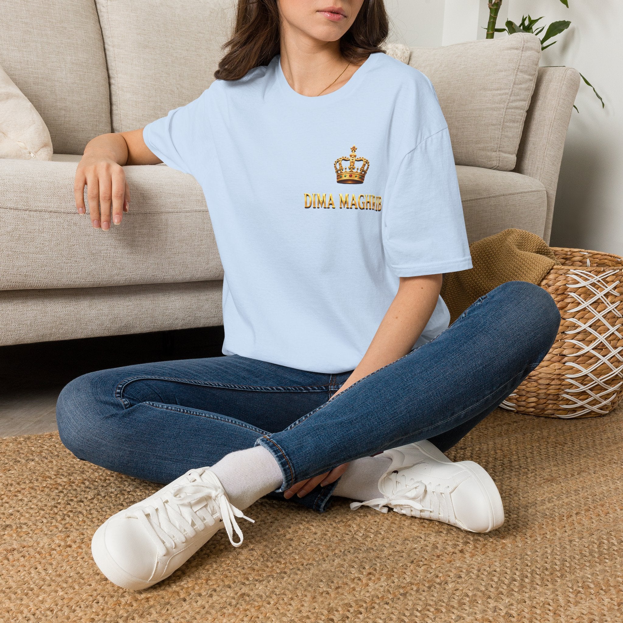 Crown Name T‑Shirt — "Dima Maghre" Embroidered Royal Chest Tee
