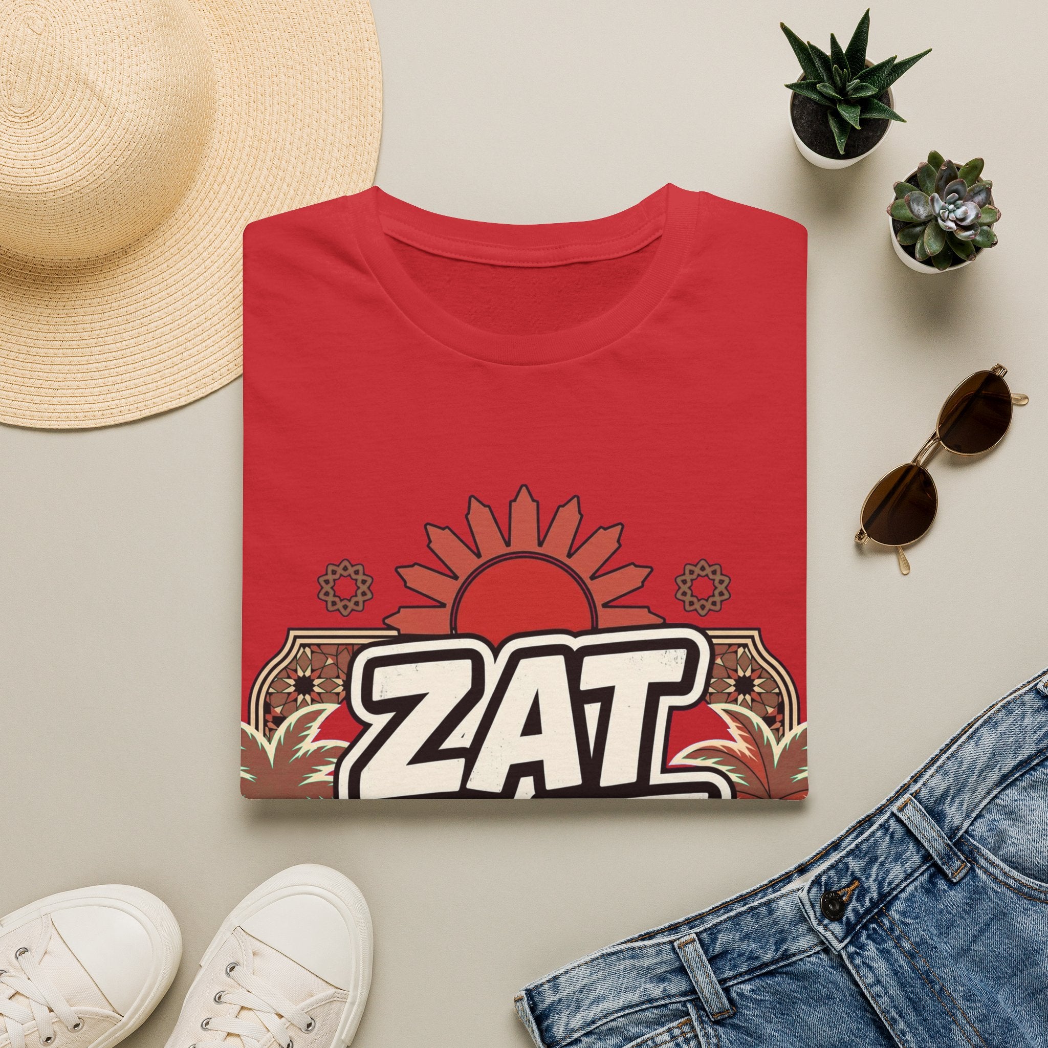 ZAT MAT VAT Graphic T-Shirt — Retro Sun & Palm Beach Vibe Tee - LUMÏA