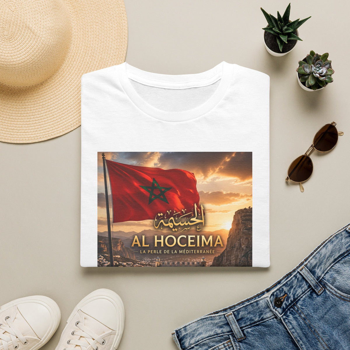 Al Hoceima Morocco Flag T-Shirt — Cityscape Sunset Travel Tee - LUMÏA