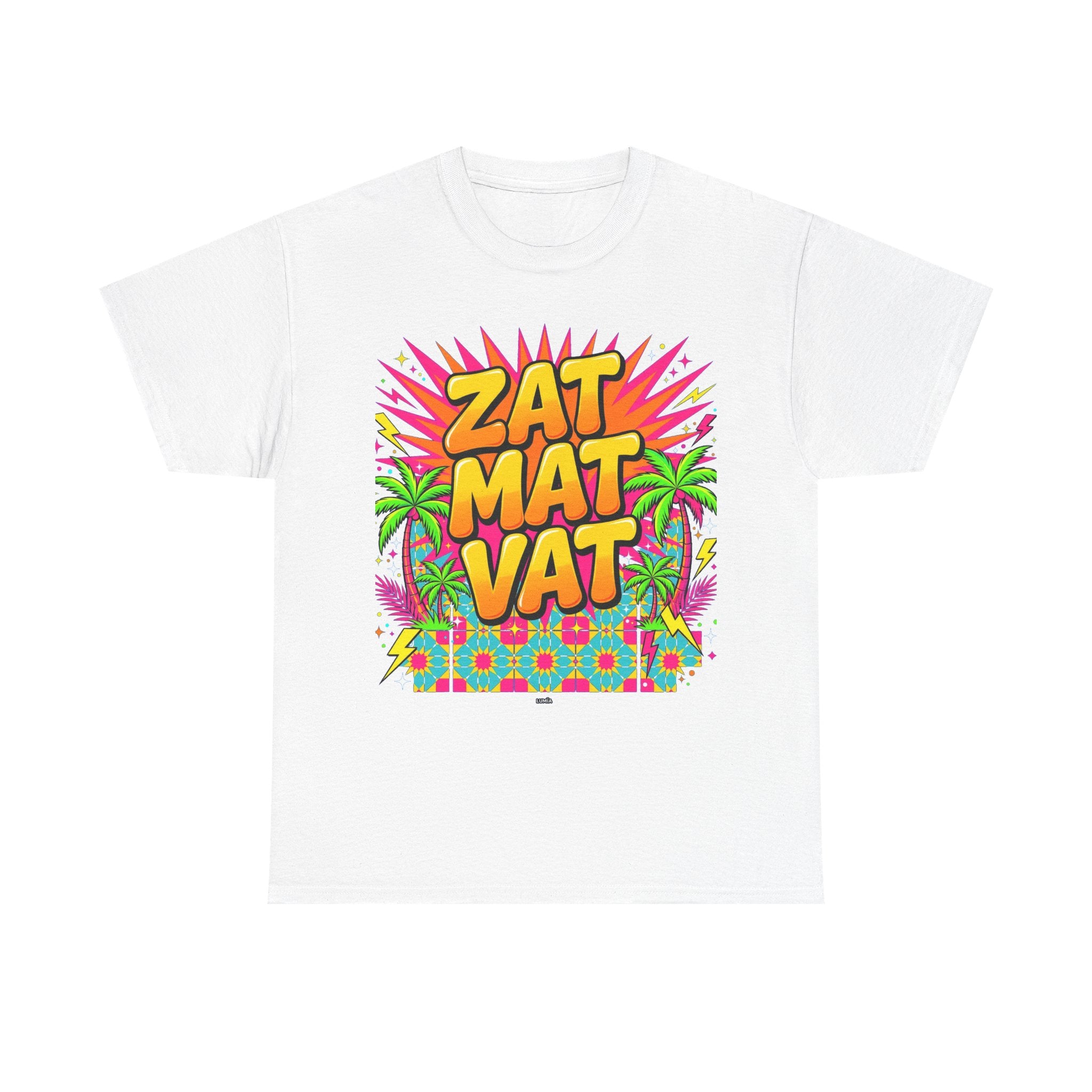 Graphic Tee — 'ZAT MAT VAT' Tropical Retro Palm Beach Shirt