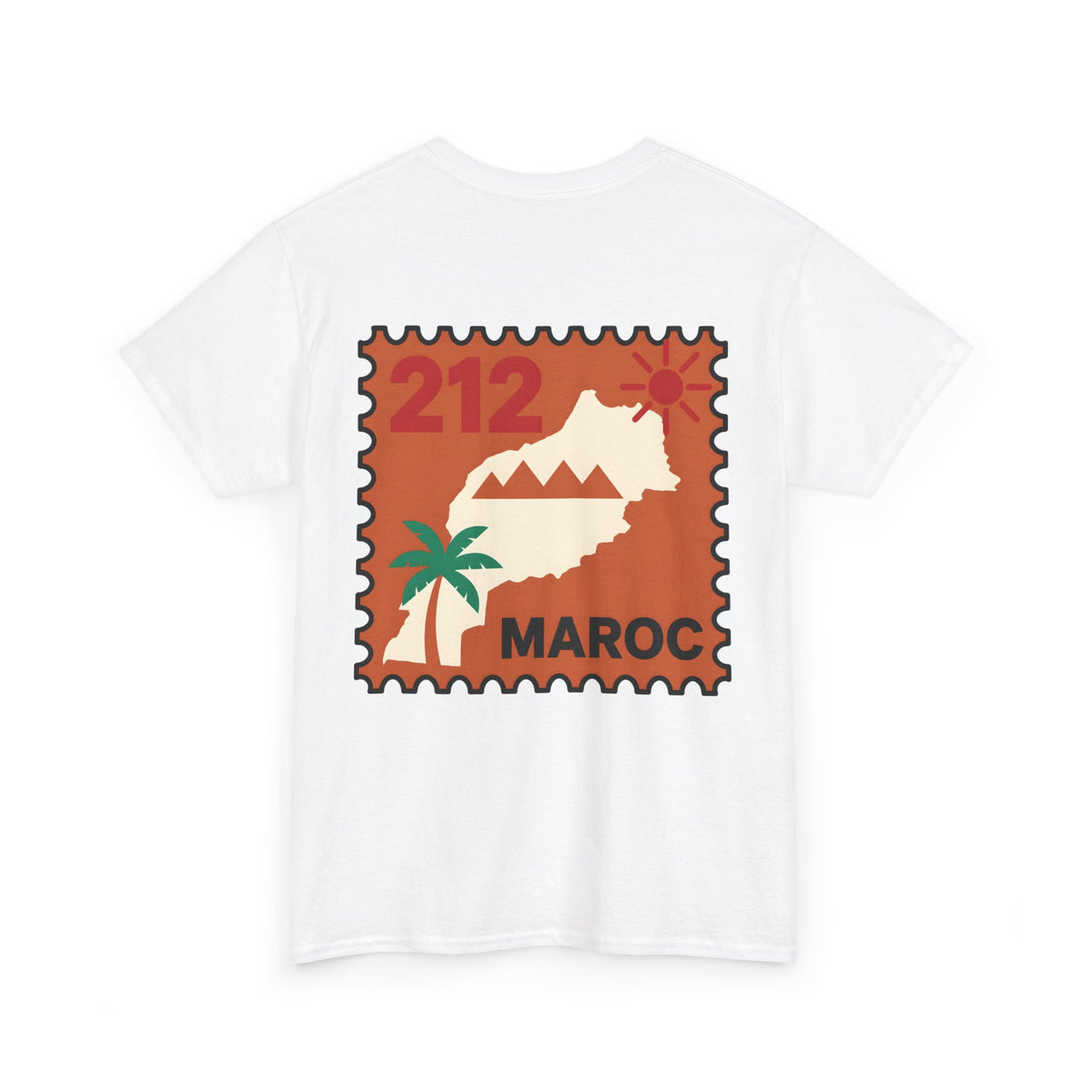 T-shirt Timbre Maroc 212 — Style voyage vintage