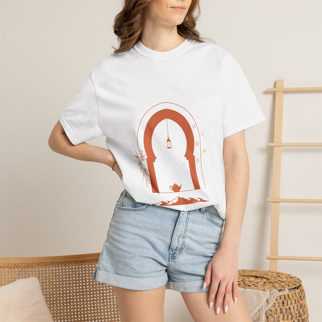 Moroccan Arch Teapot T-Shirt — Minimal Desert Tea Graphic