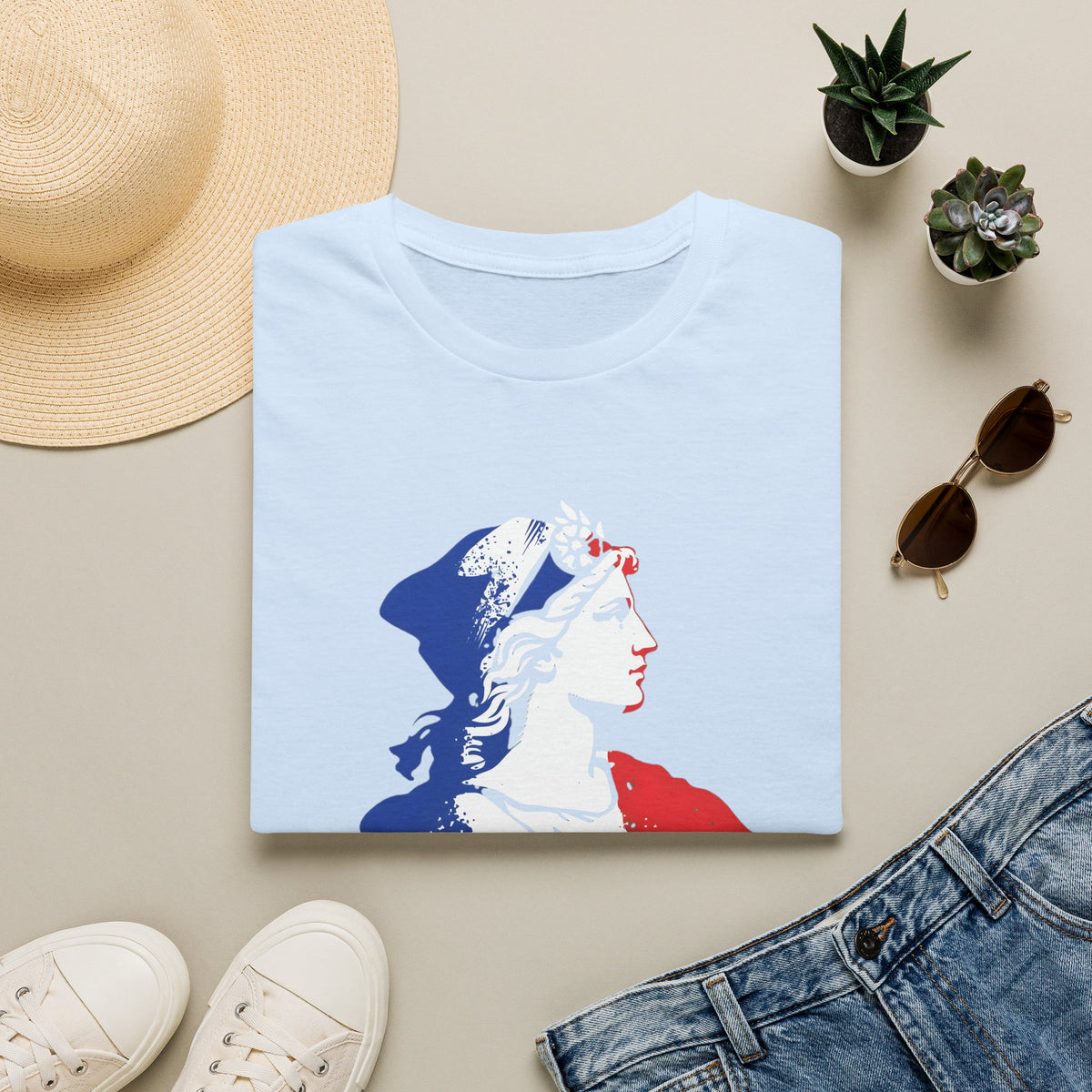 T-shirt graphique — Marianne française « Touche pas à ma religion »