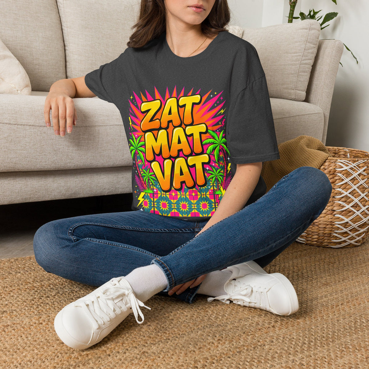 Zat Mat Vat Tropical Pop T-Shirt — Bright Hawaiian Graphic Tee - LUMÏA