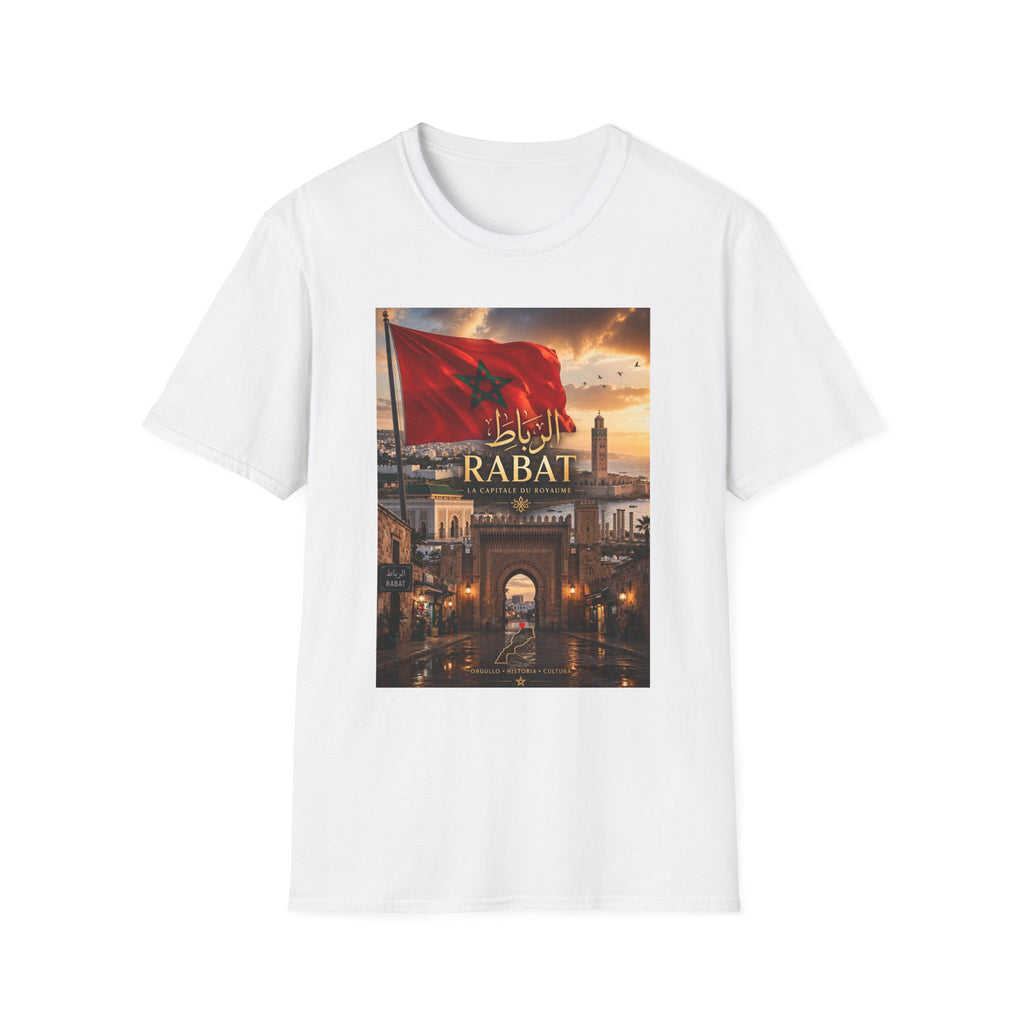 Rabat Cityscape T‑Shirt — Moroccan Flag & Arabic Calligraphy