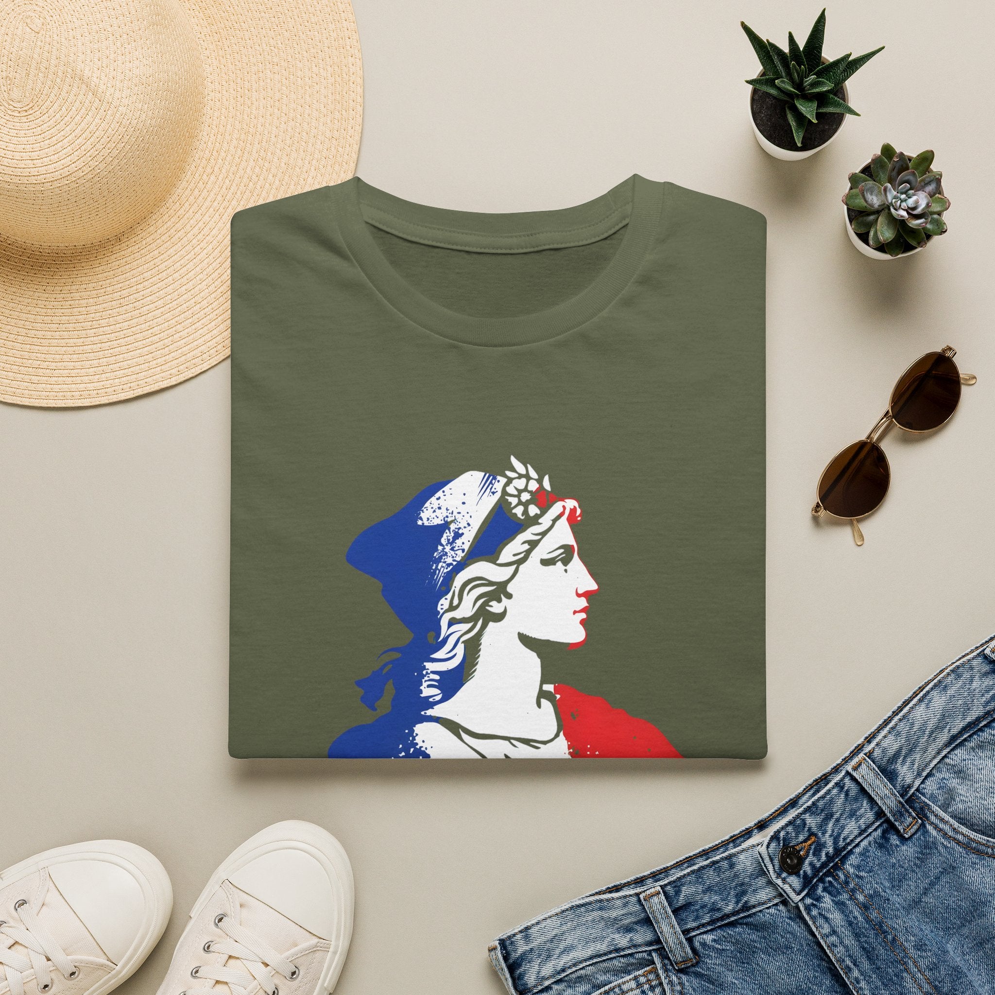 T-shirt graphique — Marianne française « Touche pas à ma religion »