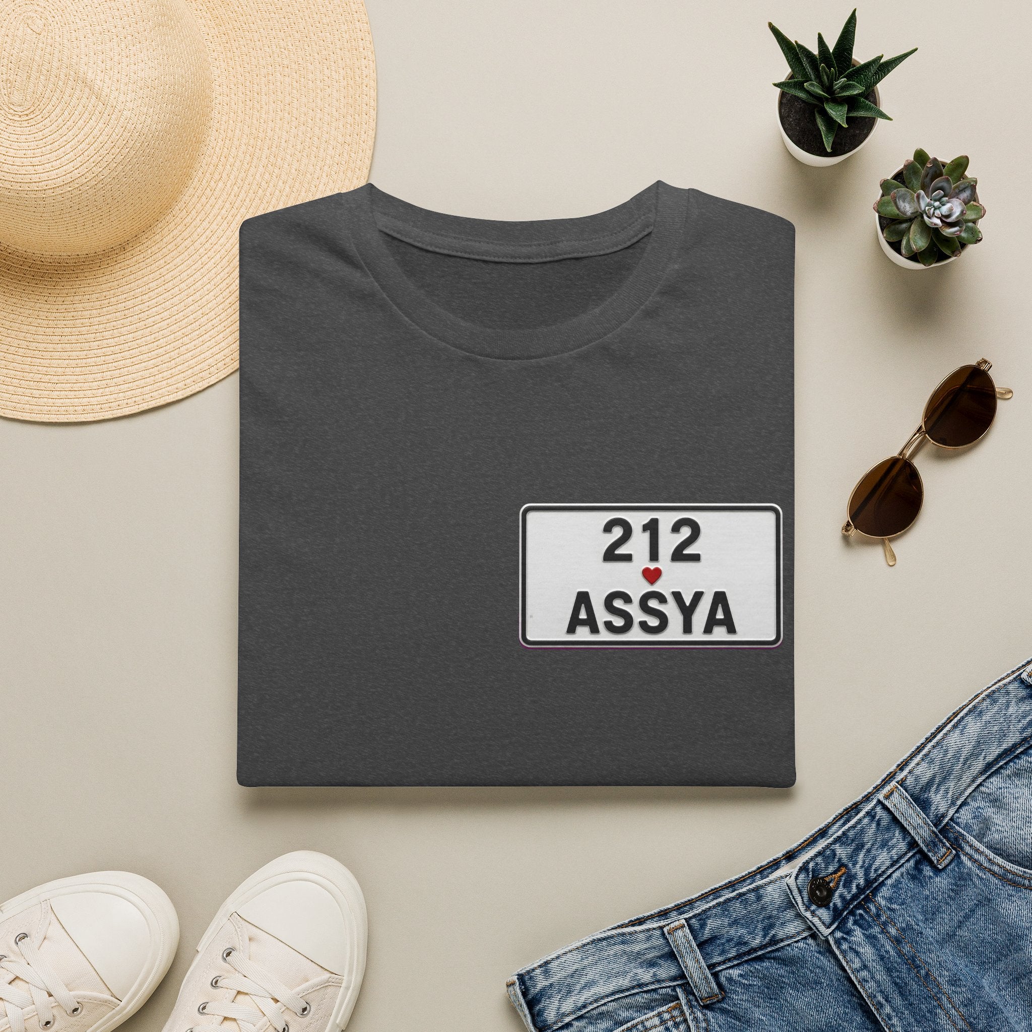 212 Assya Nameplate T‑Shirt — Personalized City Number Tee - LUMÏA