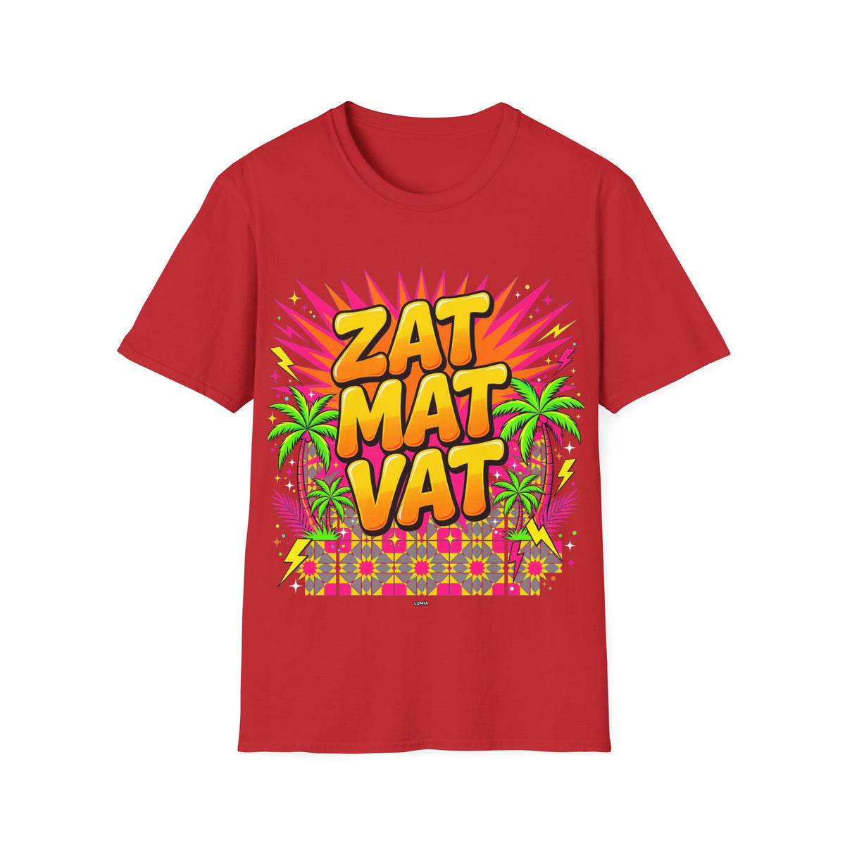 Zat Mat Vat Tropical Pop T-Shirt — Bright Hawaiian Graphic Tee - LUMÏA