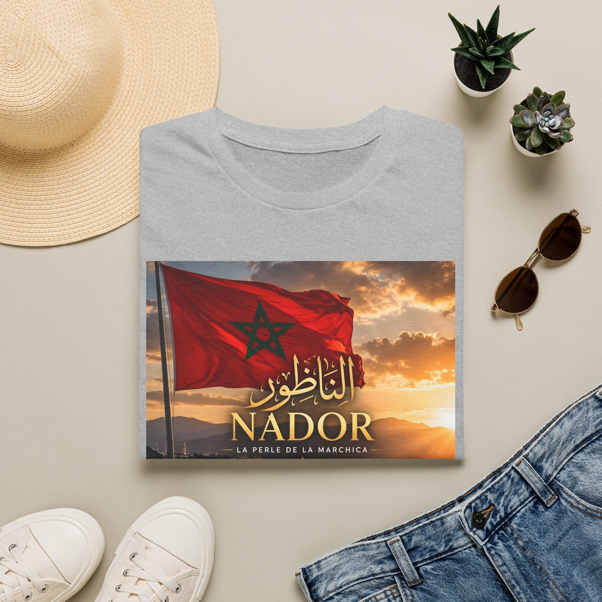 Nador Morocco Flag Sunset T-Shirt — La Perle de la Marchica Souvenir - LUMÏA