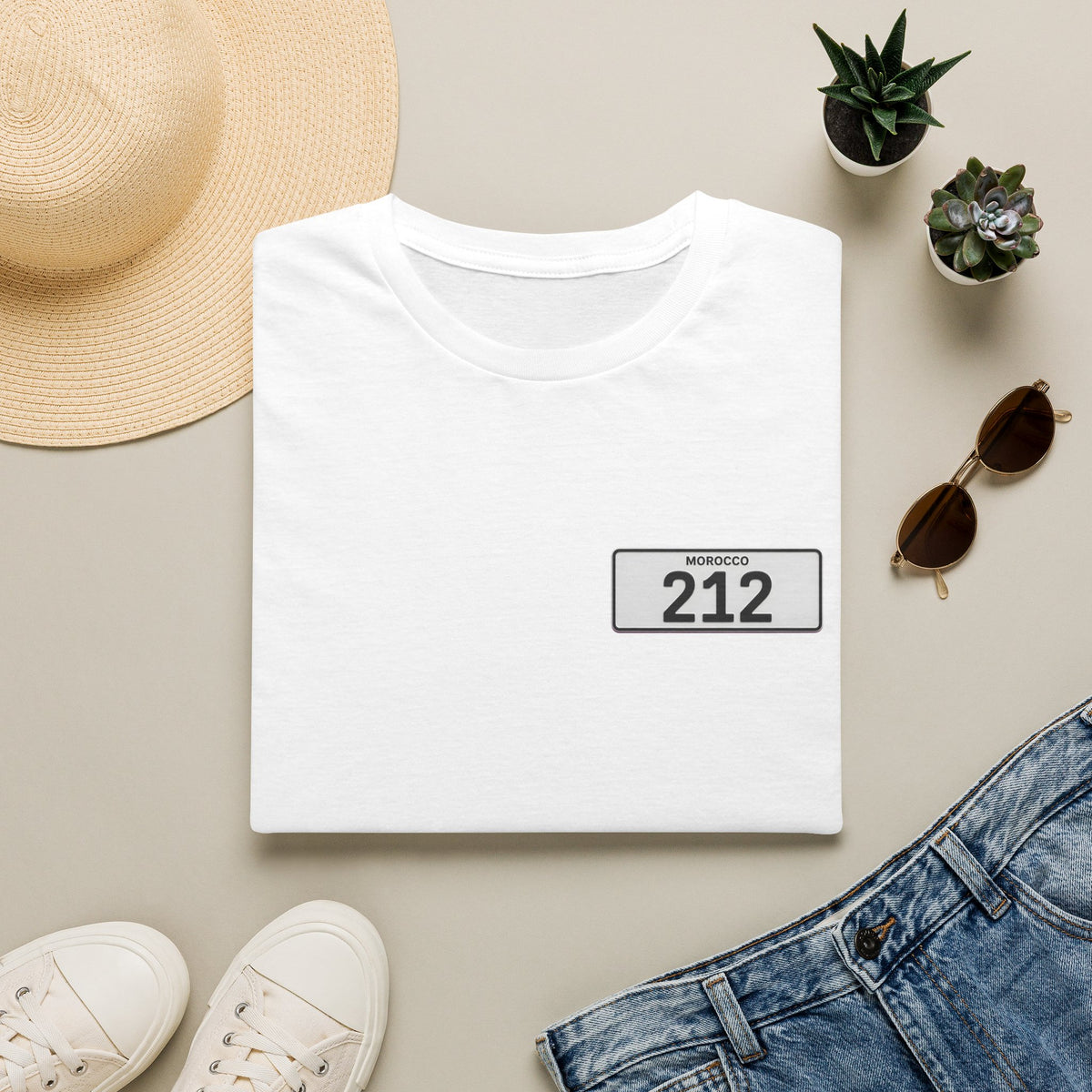 T-Shirt — Morocco 212 Minimal License Plate Design - LUMÏA