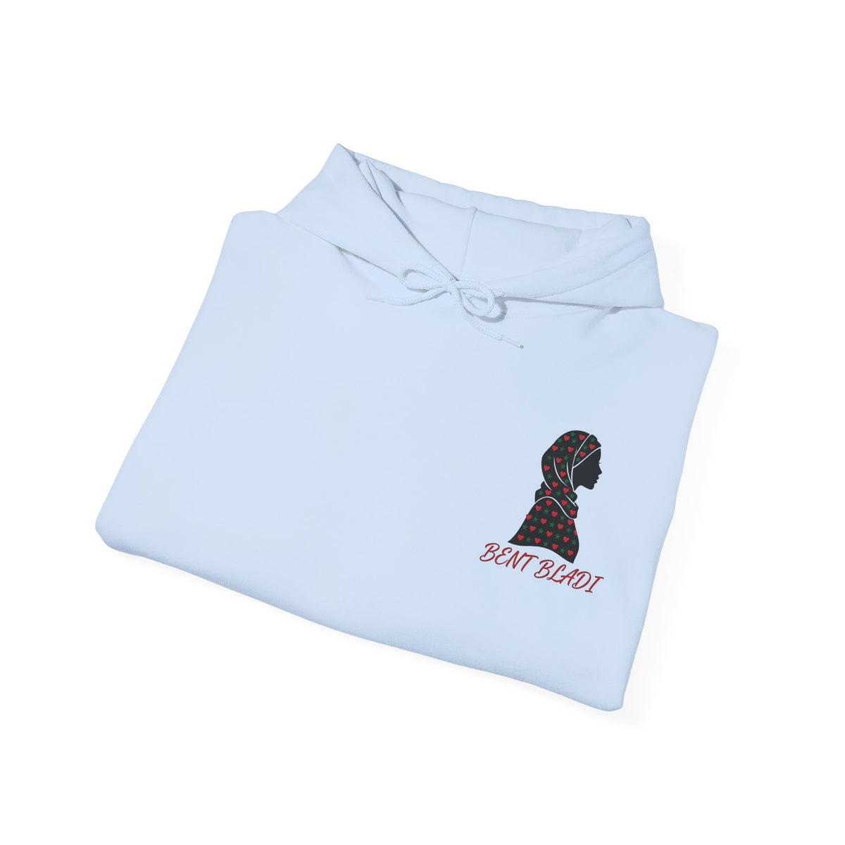 Sweat à capuche Bent Bladi – Silhouette féminine au foulard à cœurs - LUMÏA