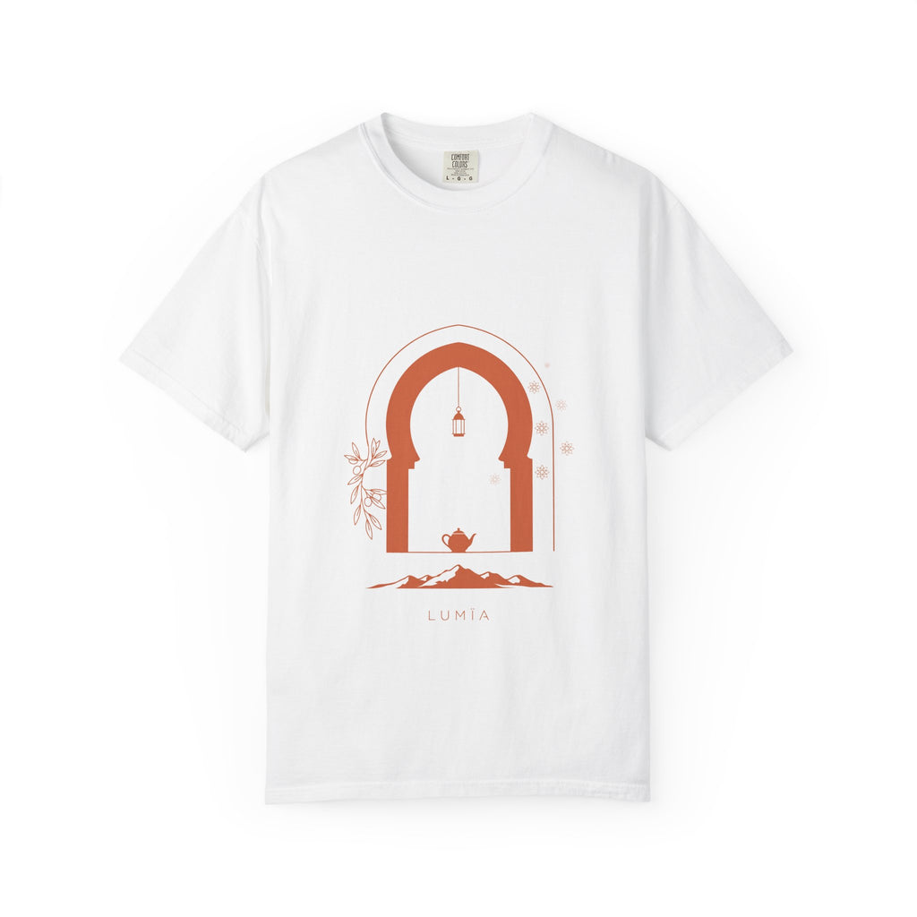 Moroccan Arch Teapot T-Shirt — Minimal Desert Tea Graphic