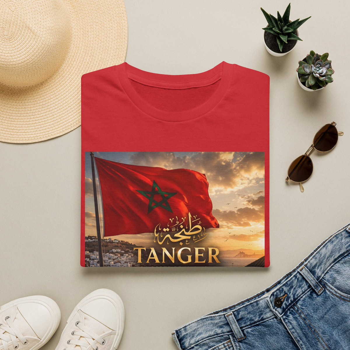 Tanger Flag T‑Shirt — Moroccan Sunset Graphic Tee - LUMÏA