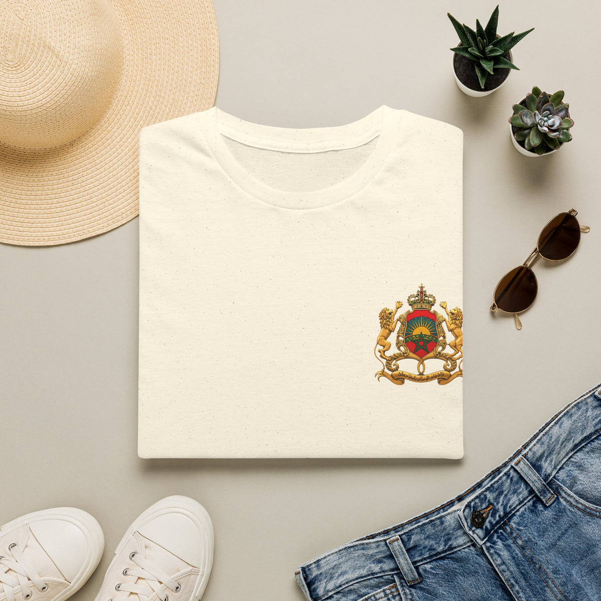 Morocco Coat of Arms Chest Emblem T-Shirt — Moroccan Crest Tee - LUMÏA