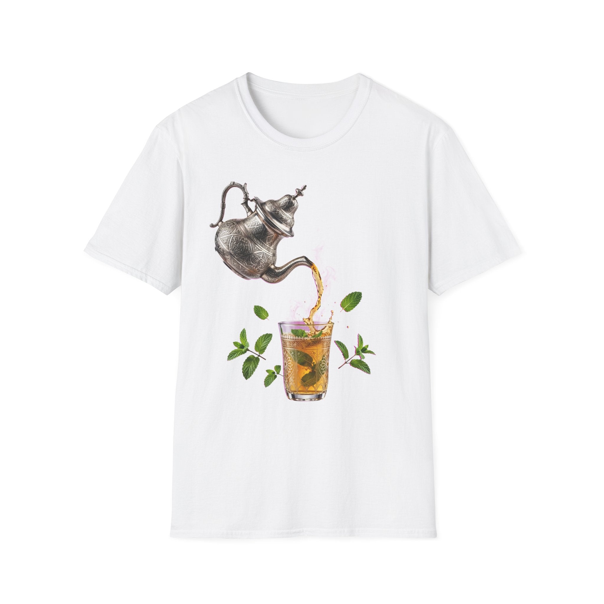 Moroccan Teapot Iced Tea T-Shirt — Mint Tea Pour Graphic Tee