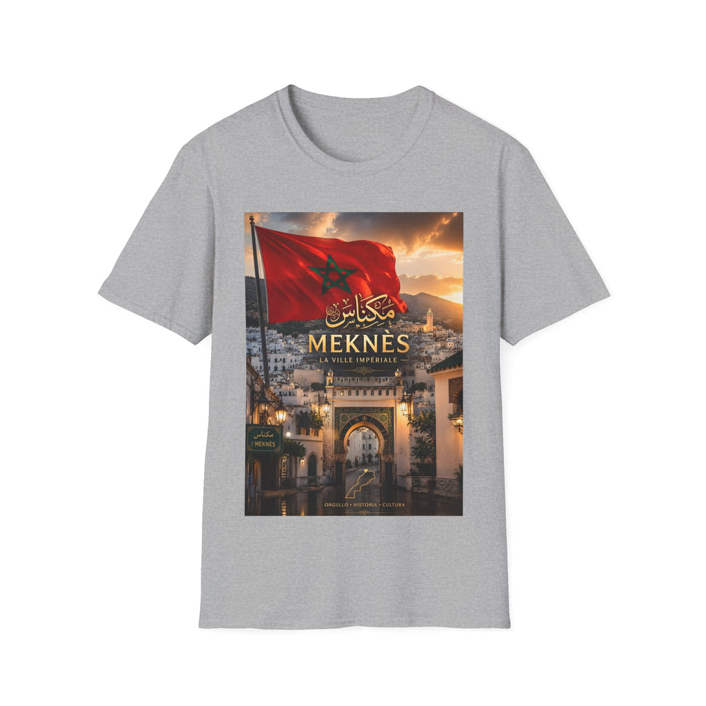Meknès Morocco Flag T‑Shirt — Arabic Script City Skyline Tee