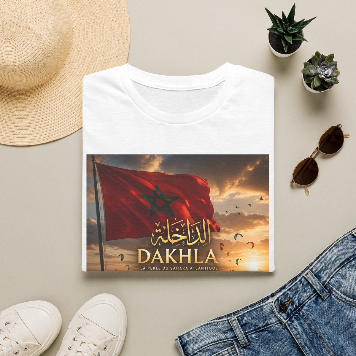 Dakhla Flag T-Shirt — Moroccan Dakhla Scenic Graphic Tee - LUMÏA