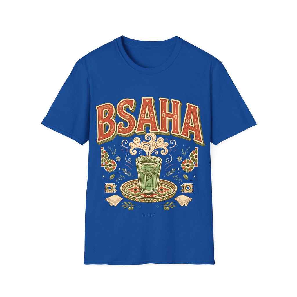 T-Shirt — 'BSAHA' Retro Floral Tee with Matcha Glass Graphic - LUMÏA